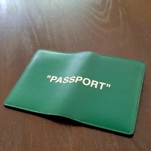Off-white green passport holder